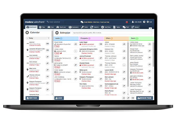 screenshot of Modera Salesfront